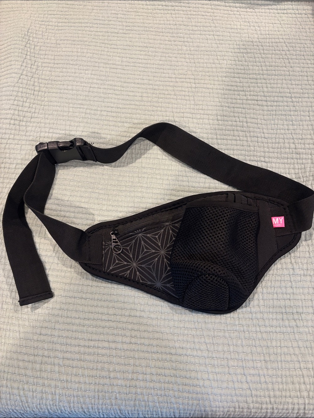 Black Crossbody/Fanny Pack with Geometric Panel